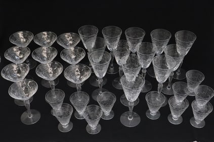 Set of depression glass wine goblet set