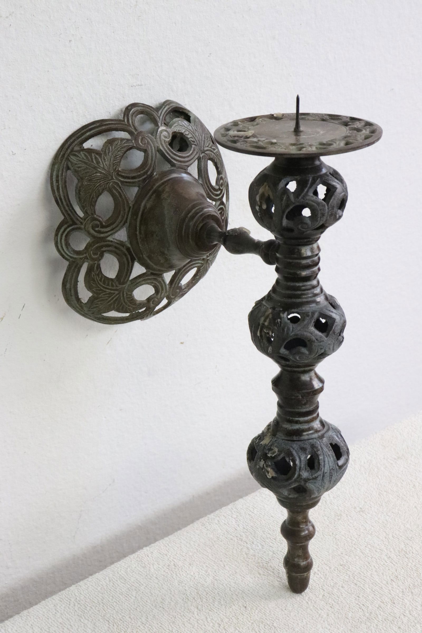 Victorian bronze wall hanging candle holder (1 of 6)