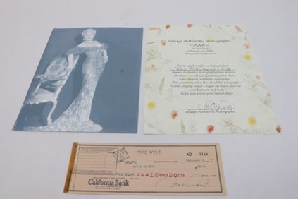 A returned check signed by Mae West w/ COA