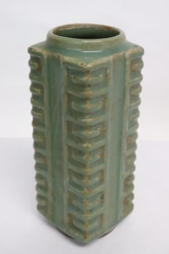 Chinese green glazed cong motif vase