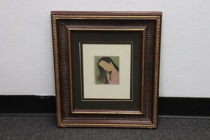 Lithography "lady's portrait" by Mai Trung Thu