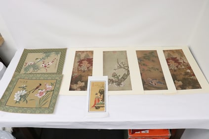 Lot of Chinese watercolor paintings, and misc. prints