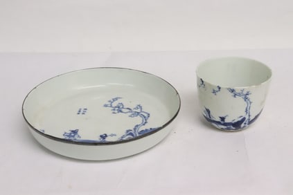 2 Vietnamese antique b&w porcelain pieces