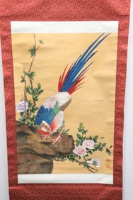 Chinese watercolor scroll "pheasant"