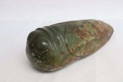 Large Chinese jade like stone carved cicada