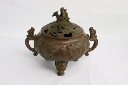 Bronze censer with qilin motif handles