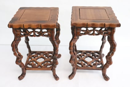 Pair Chinese wood stands