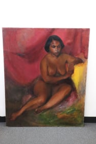 Large oil on canvas painting by Walter Moscow