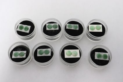 8 pairs natural color jadeite cabochons