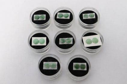 8 pairs natural color jadeite cabochon