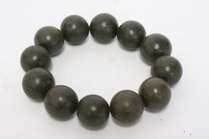 A wood bead bracelet