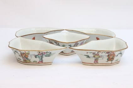 5 pc Chinese late 19th c. famille rose candy set
