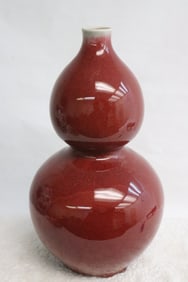 Chinese red glazed porcelain gourd shape vase