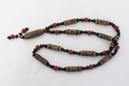 Necklace with dzi beads