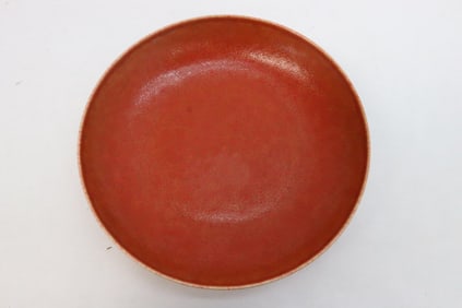 Chinese red glazed porcelain plate