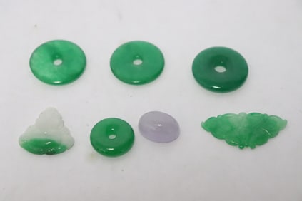 7 jade like stone carved ornaments