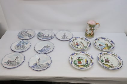 Lot of European hand painted porcelain pieces