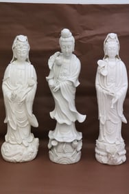 3 Chinese large blanc de shin porcelain sculpture
