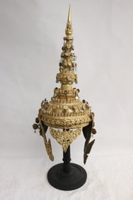 South Asian gold leaf on paper Mache headdress