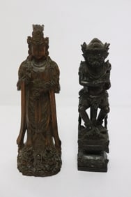 2 wood carving deities