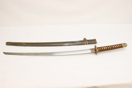 Japanese WWII military mount samurai sword, signed