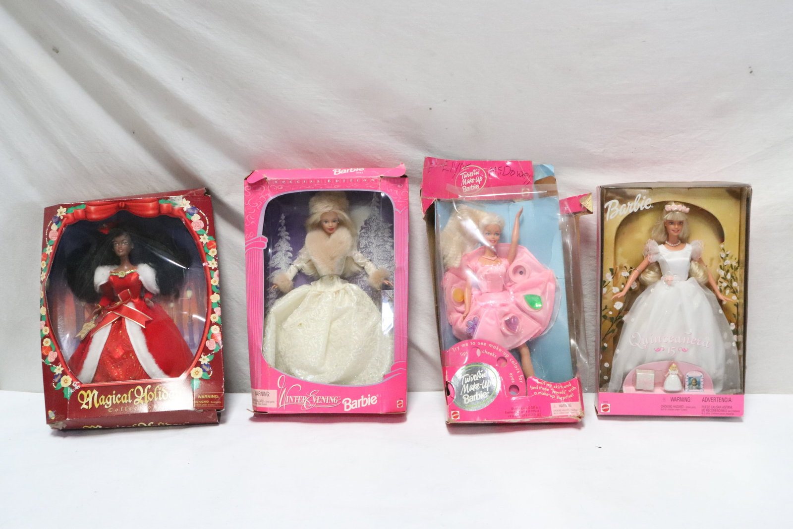 4 Barbie dolls: 4 Barbie dolls, 11.3"H - 11.8"H
