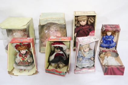 8 dolls, most new in box