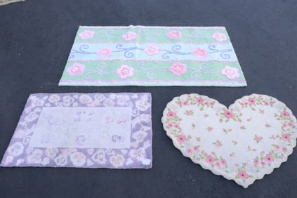 3 American hook rugs