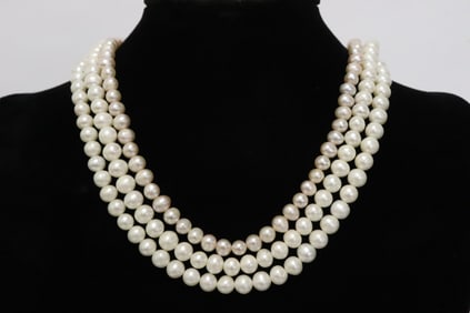 3 cultured pearl necklaces