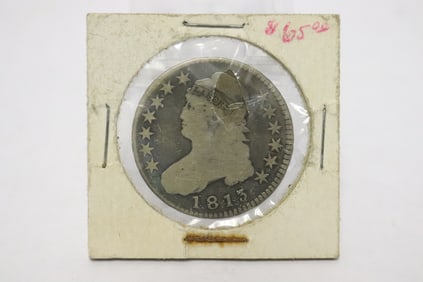 A US 1813 capped bust "50 cents" silver coin