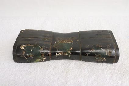 Large Chinese jade like stone carved pillow