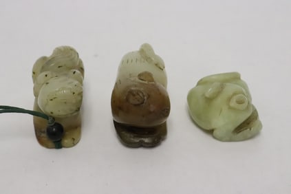 3 light celadon jade carved ornaments