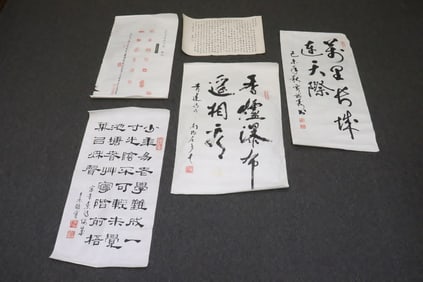 5 pieces Chinese calligraphy panels