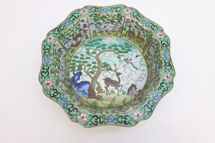 A bronze based Chinese cloisonne basin