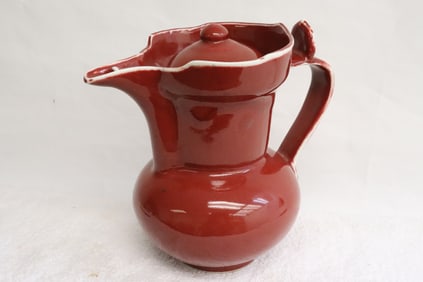 Large red glazed wine server