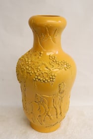 Unusual Chinese yellow glazed porcelain vase