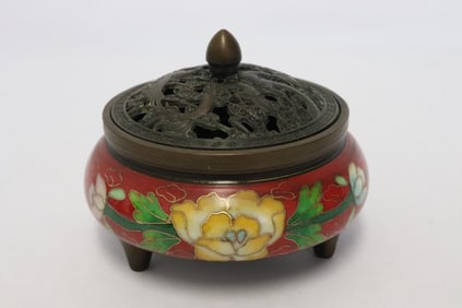 Cloisonne covered censer