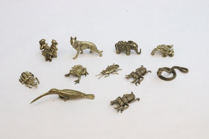 12 brass/ bronze sculpture of miniature animals