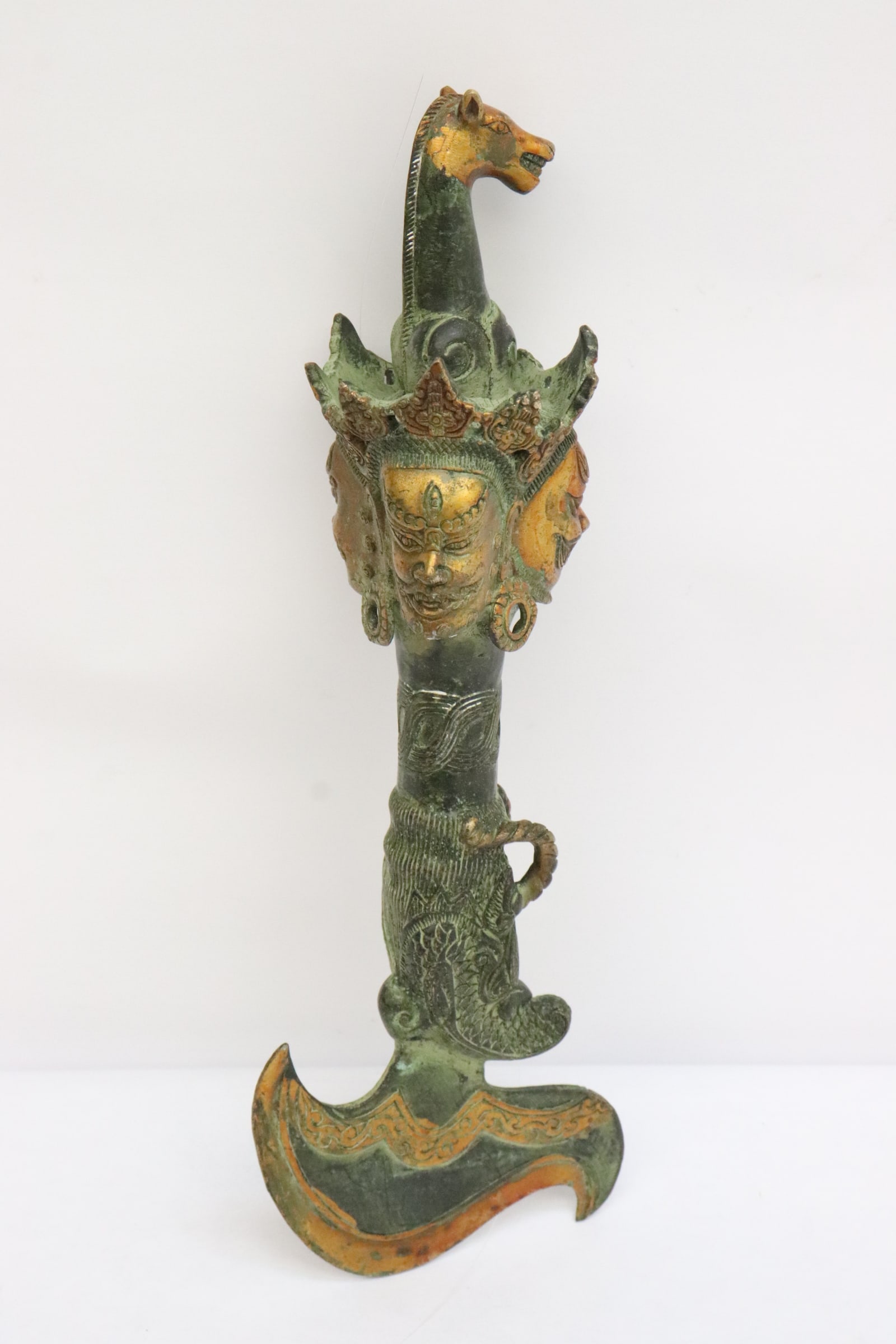 Tibetan bronze/ copper religious relic: Tibetan bronze/ copper religious relic, 10.7"L