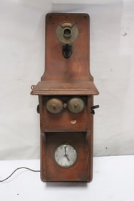 Wall hanging clock with telephone case