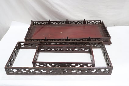 3 pieces Chinese rosewood tray set(?)