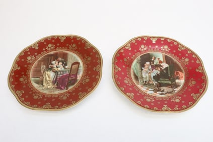 2 fancy porcelain plates
