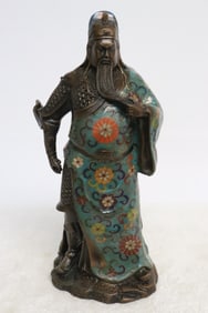 A heavy bronze based cloisonne sculpture