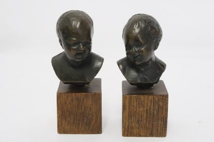 Pair European bronze sculpture