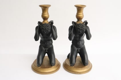 2 resin candle holders