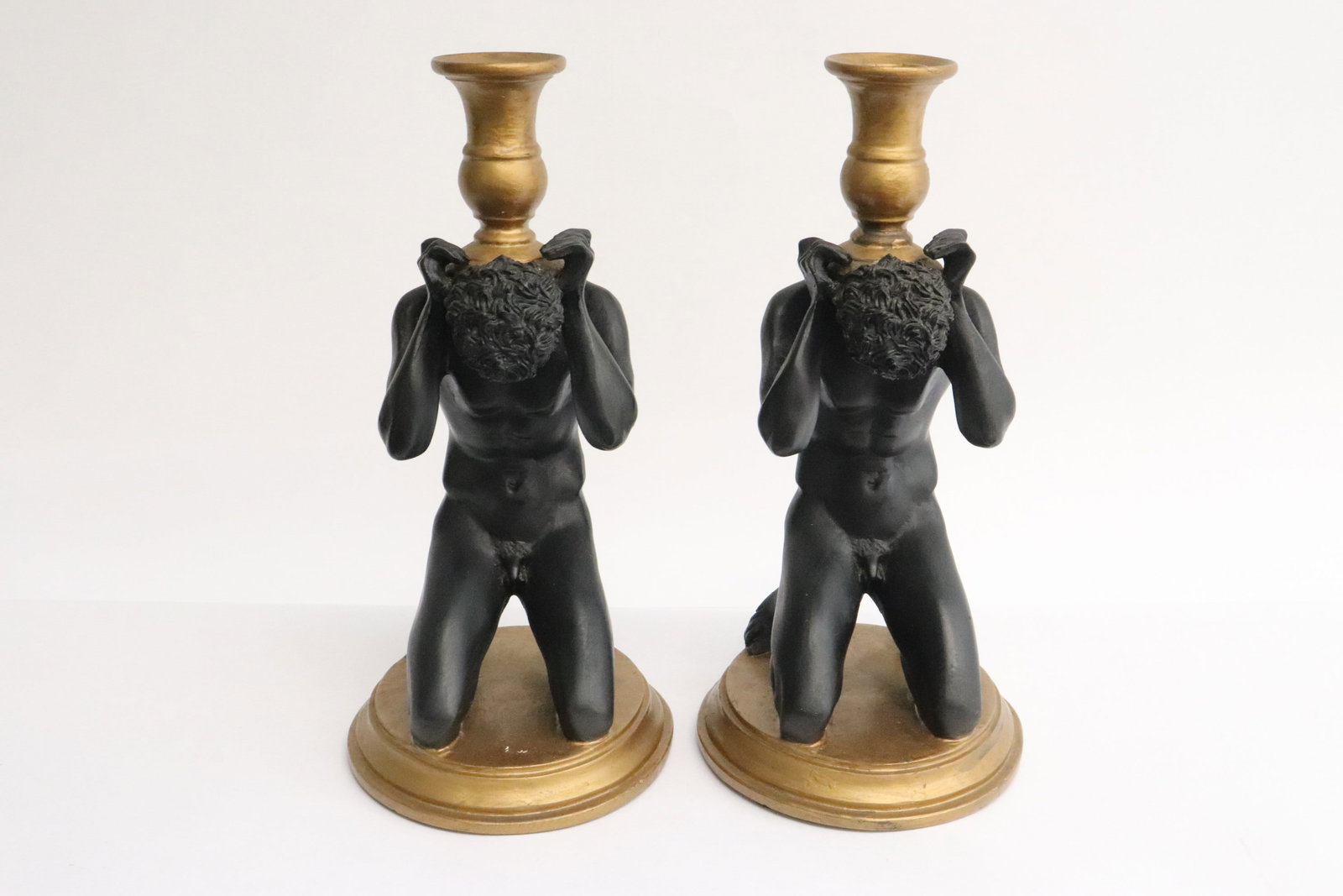 2 resin candle holders: 2 resin candle holders, 10"H ea