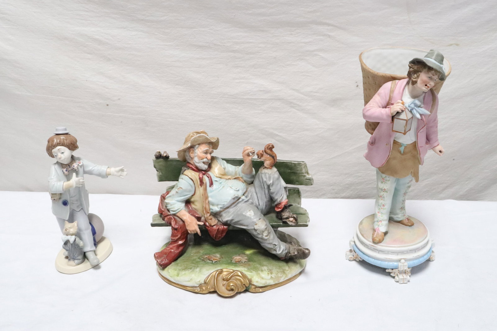 3 pieces porcelain/ bisque sculptures: 3 pieces porcelain/ bisque sculptures, 8.3"H - 13.5"H