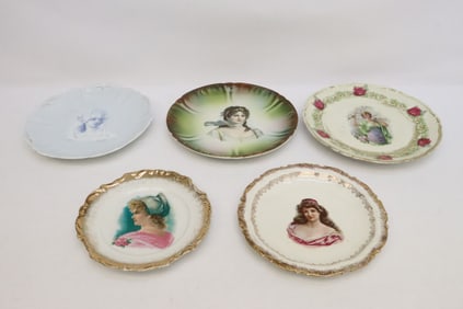 5 portrait porcelain plates