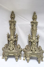 Pair bronze andirons