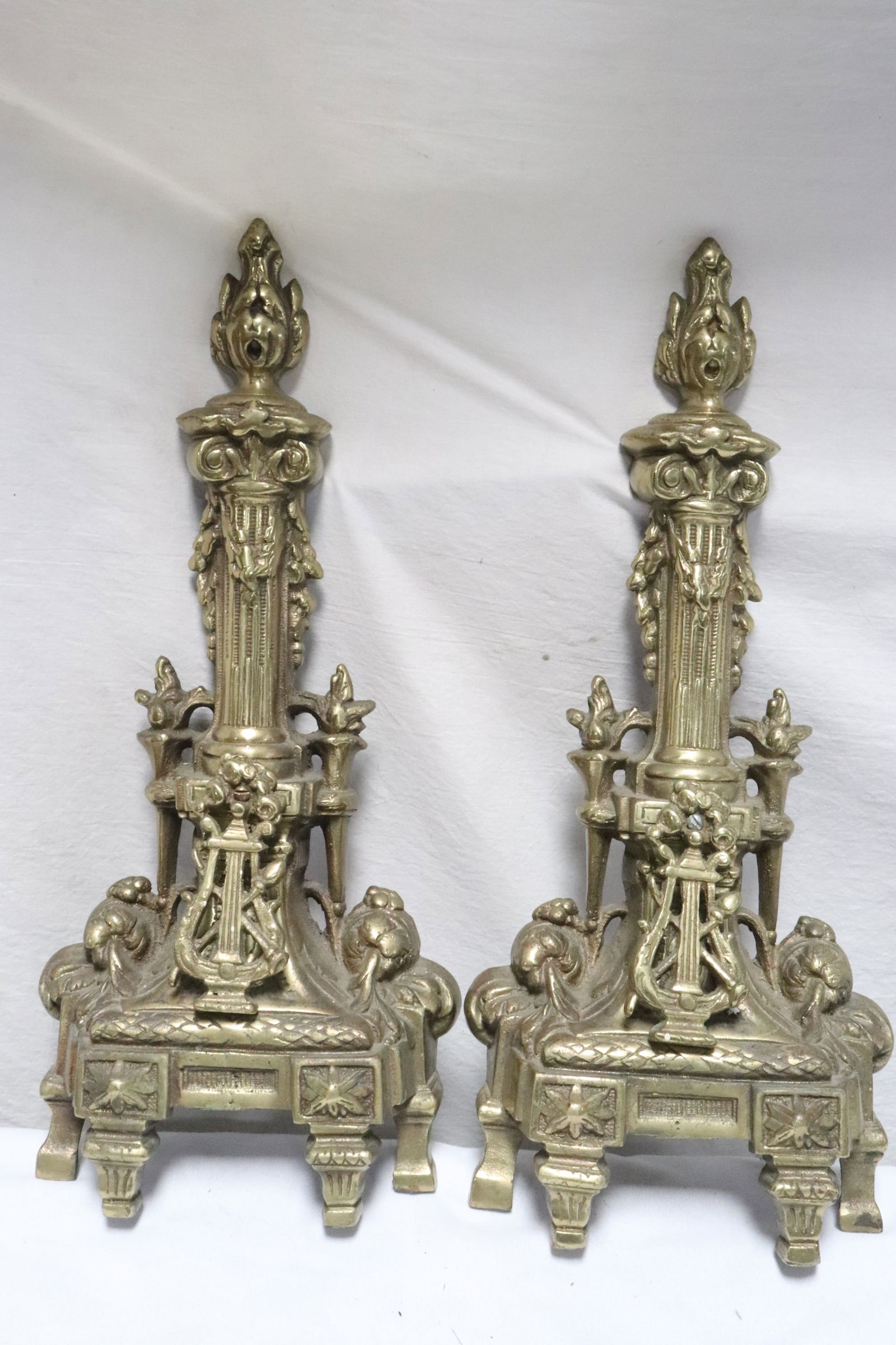 Pair bronze andirons (1 of 4)
